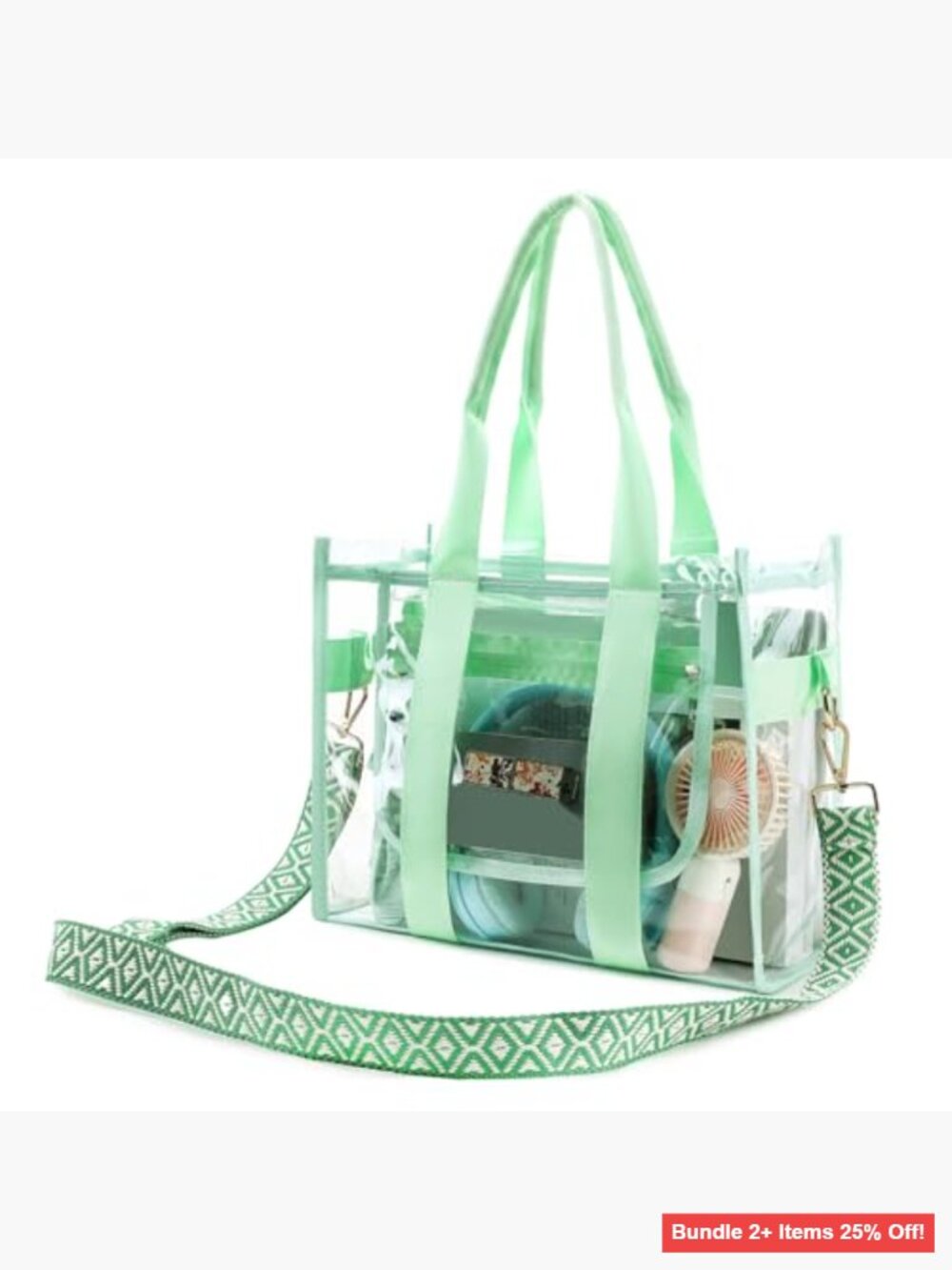 Clear Tote Bag with Zipper, Stadium Approved for Events & Beach - Picture 6 of 7